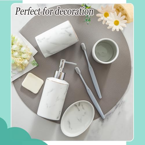 Santentre INK WHITE 03 Santenre 4 Piece Ceramic Bathroom Accessory Set, Luxury Bathroom Sets Accessories With Soap Dispenser, Toothbrush Holder, Tumbler, Soap Dish thumb #4