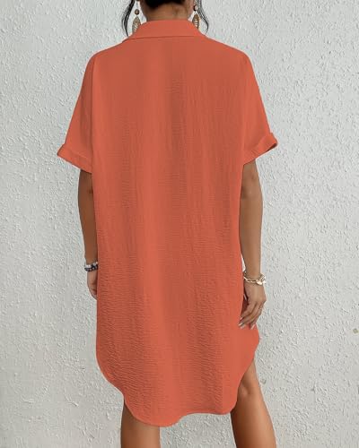Image of Bsubseach Women Swimsuit Coverup Shirt Dress Button Down Bathing Suit Cover Up Beach Vacation Outfits