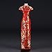 YAROVA Women's Cheongsam Dress -Fashion Women Elegant Orientale Cheongsam Party Banquet Slim Long Chinese Traditional Dress Vintage Qipao Summer Short Sleeve Clothing,Red,M