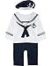 MOMBEBE COSLAND Déguisement Bébé Garçon Marin Costume Barboteuse (12-18 Mois, Blanc)