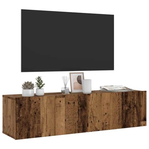 Robuster TV Schrank in Altholz Design 120 cm Breite Holzwerkstoff Wandmontage