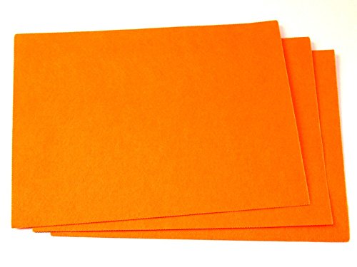 Minerva Crafts Plain Acrylic Felt Fabric 9" x 12" Rectangle Super Bright Orange - per sheet