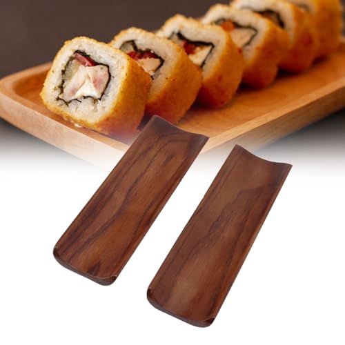 Platos de sushi de madera sólida Yosoo 2 piezas rectangulares miniatura 7