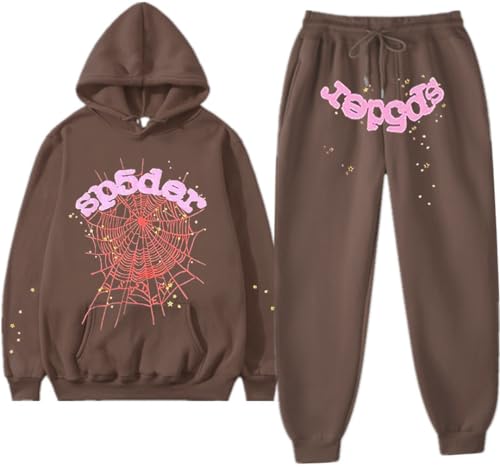 Silver Basic Men's Spider Tracksuit Spider Hoodie 555 and Pants Set Y2K Hoodie Spider Web Hoodie and Bottoms Sweatsuits