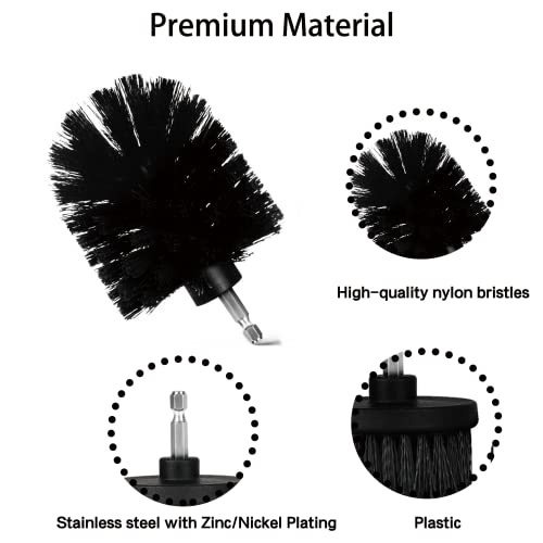 Image of 8 Pack Drill Brush Attachment Set, 1 /4in Power Scrubber Brush + Extend Long Rod, Brush Drill Attachment, Power Cleaning Scrub Brush for Bathroom, Tub, Tile, Corner, Floor(Black)