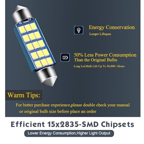 2Pcs Bombillas LED 578 1200LM 6000K para Interior miniatura 4