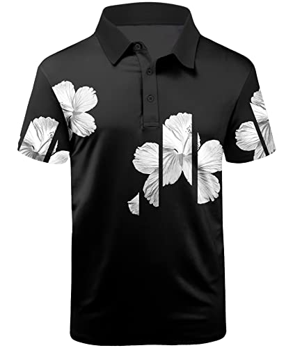 Little Beauty Golf Shirts For Men Mens Casual Pattern Flower Print Polo Shirts Short Sleeve #TOP29