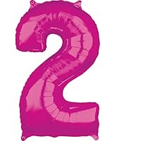 Anagram Mid-Size Shape Pink Numeral 2. L26 Foil Balloon, 66 cm Size