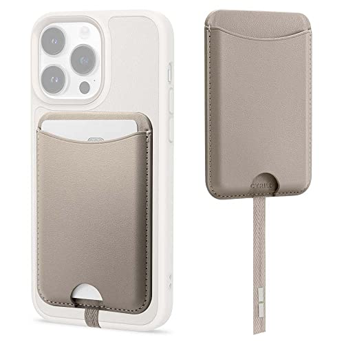 Image of Spigen Men Faux Leather Cyrill Kajuk Mag Wallet Magnetic Card Holder [Compatible with iPhone 16 / iPhone 15 / iPhone 14 / iPhone 13 / iPhone 12 Series] - Cream