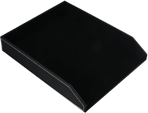 dohobby Bandeja organizadora de escritorio de cuero negro, soporte para documentos, perfecto para organización de oficina, archivos, revistas y