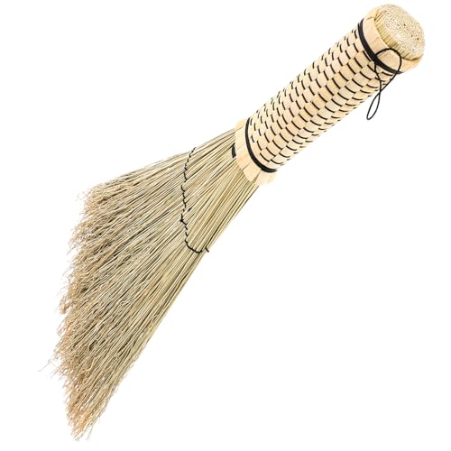 FONDOTIN 手編みコーンほうき 小型デスクトップダスター 省スペース床掃除ブラシ コンパクト短柄で隙間や部屋の埃除去に