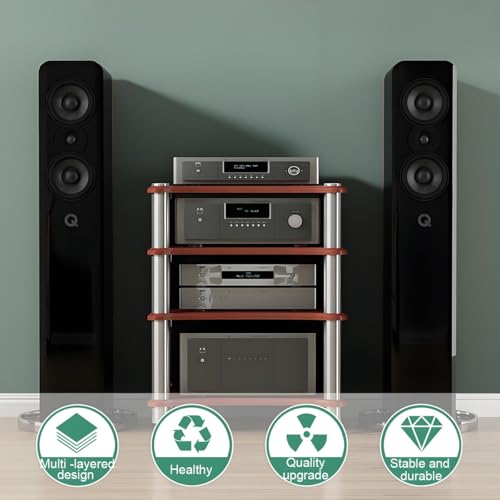 Meuble audio stéréo multi-niveaux noir 40 cm pour salon