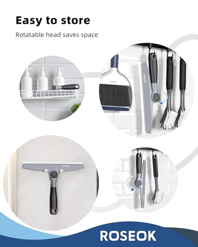 Image of ROSEOK Shower Squeegee, Silicone Squeegee for Glass Doors with Hook