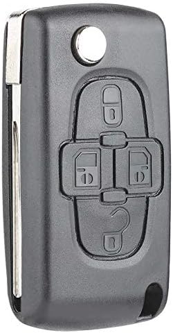 Coque De Clé Compatible Peugeot 1007/807 Et Citroën C8 - Noir Plastique - 4 Touches - Remplacement Économique