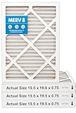 15.5 x 19.5 x 0.75 in Actual Size, HVAC Air Filter Replacement, MERV 8, Pleated, Nominal Size 16x20x1 in, (the actual size is what ensures the proper fit), Dust Control, Pack of 4, Made in USA