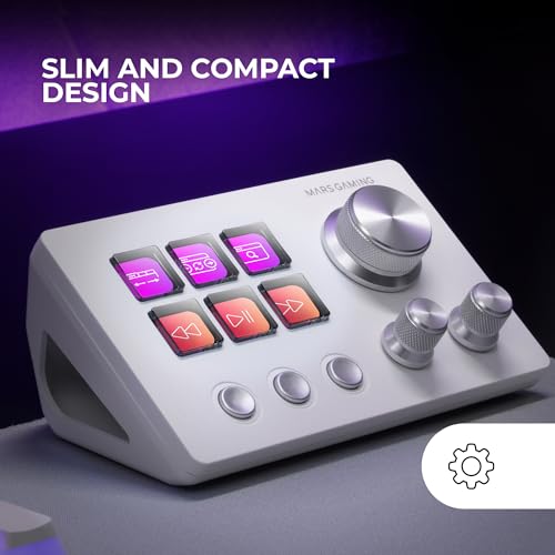 MSD-Two, Control Deck Compatto, 6 Tasti LCD Personalizzabili + 3 Pulsanti, 3 Manopole Multifunzionali, Control Deck Slim Ergonomico, Software di Controllo e Plug-in,Windows e MacOS,Bianco - Controller - Immagine 1