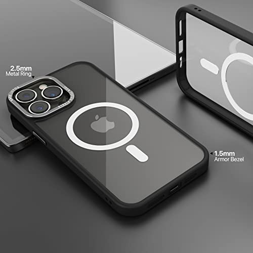 Image of eller sante Clear Armor MagPro for iPhone 14 Pro Case Cover, Shockproof, Scratch Resistant, Slim, Thin, Military-Grade Metal Ring Camera Protection, Compatible with MagSafe Back Cover - Black