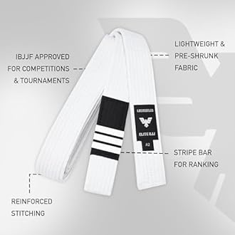 Elite Sports Adults Brazilian Jiu Jitsu Belts for Men & Women,Cotton IBJJF Approved BJJ Belts with Ranking Stripes Sleeve Bar