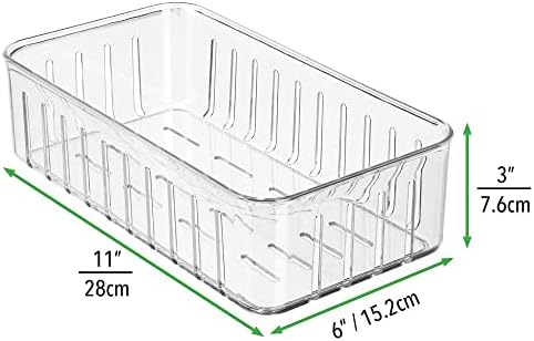 mDesign Set of 2 Storage Trays for Office Supplies  Plastic Office Storage Solution for Pens, Paper, Notepads and More  Open-Top Storage Container Set  Clear