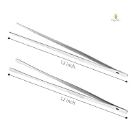 ChefBee 2PCS 12" Stainless Steel Kitchen Tongs Tweezers with Serrated Tips — image 2