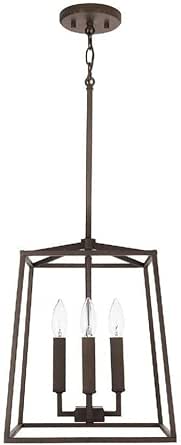 Capital Lighting 537641OR Thea Lantern Foyer Pendant, 4-Light 240 Total Watts, 15" H x 12" W, Oil Rubbed Bronze