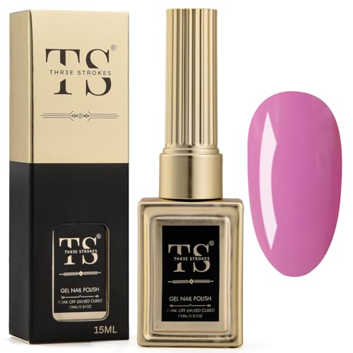 Image of THR3E STROKES Professional UV Gel Nail Polish, HEMA-FREE Lasts Upto 21 Days, Super Glossy Finish, Non-Chipping, Non-Smudging, Quick Drying Nail Polish,15 ml (42, 15ML)