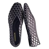 CUSHIONAIRE Siesta Jelly Ballet Flats for Women, Slip On Womens Jelly Shoes, SMOKE 6