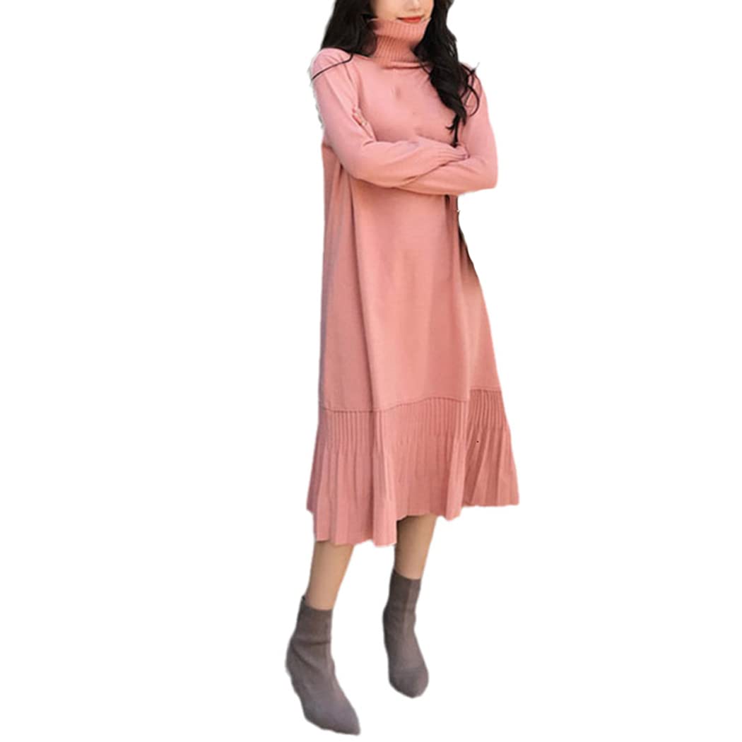 Robe longue en tricot pour femme XL couleur rose et style élégant pour l'hiver