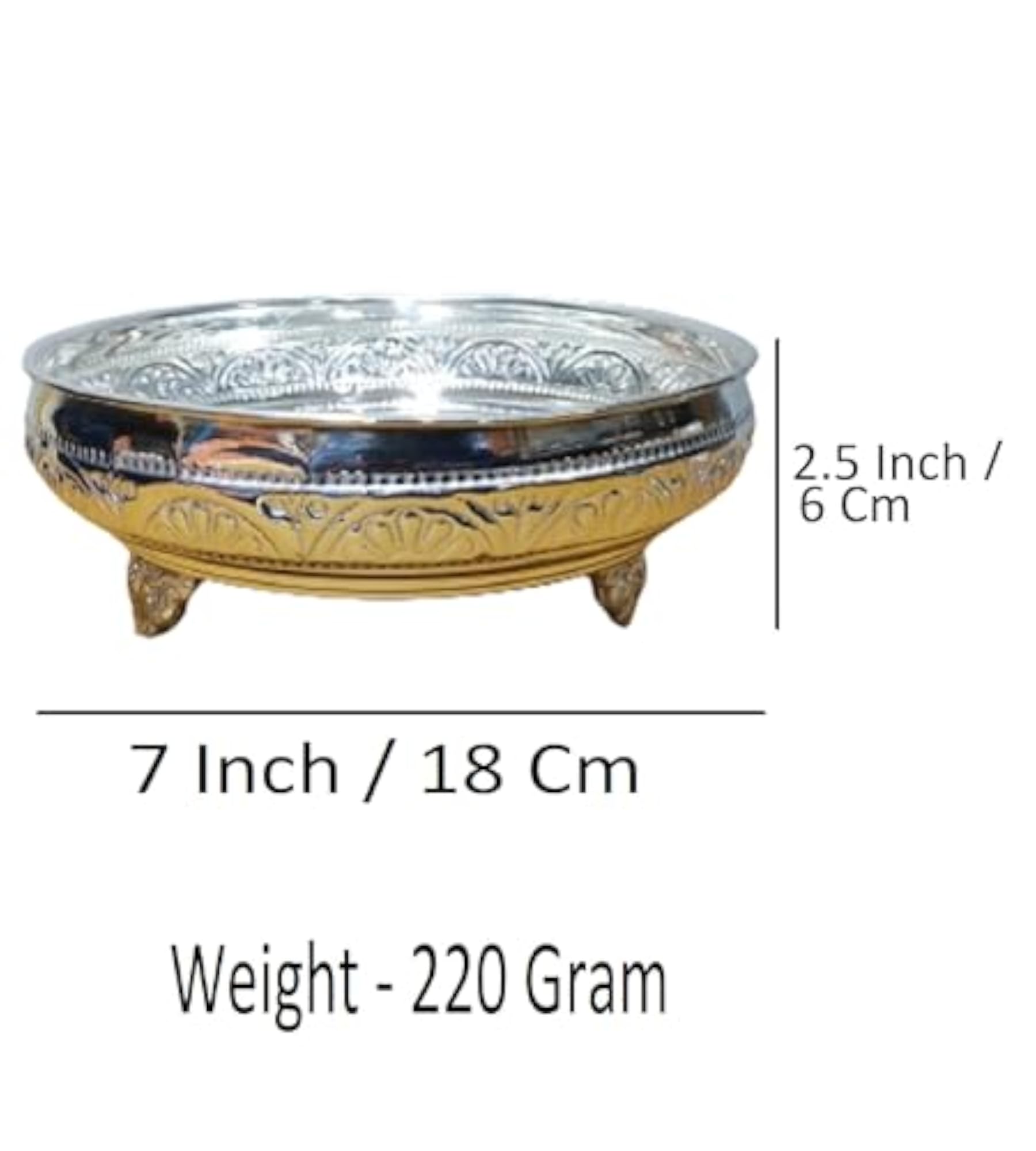 German Silver 7 Inch Floral Design Plate with Stand