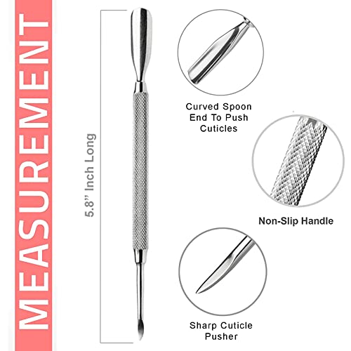 Cuticle Pusher Dual Sided - Sharp Edge Spoon Shaped Double Ended Cuticle Pusher Remover Cleaner Surgical Medical Grade Stainless Steel Manicure Pedicure Nail Art Care Tools 4 Pc Set By Krisp #TOP1