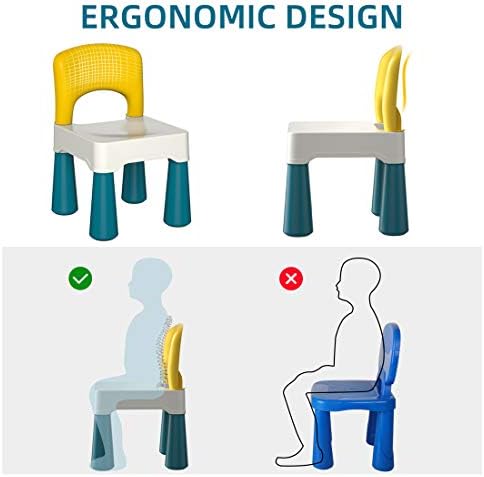 burgkidz Kids Chair, Plastic Toddler Chair with Upgraded Ergonomic Child Backrest, Match with Building Blocks Table, Suitable for Boys and Girls to Sit, Macaron