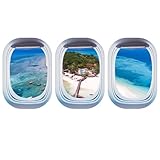 Drydiet 3 Pcs Airplane Wing Stickers Plane Window Clings Wall Self Adhesive Airplane Decals Aviation Wall Decor 3D Wallpaper Art Gifts for Travel Birthday Party Favor Decorations (Island)