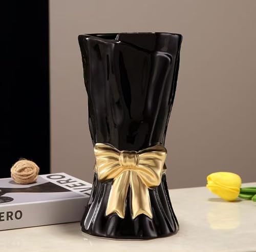 Bow Vase, Black Flower Vase for Home Decor, Black Ceramic
