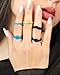 Rinfit Silicone Rings for Women - Rubber Wedding Bands Womens - Stackable Silicone Rings Couture - Patented Design - Black & Dark Teal, Size 5