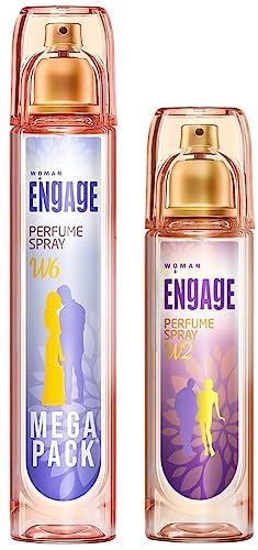 Image of Engage Perfume Spray W6 For Women, Spicy and Floral, Skin Friendly, 160 ml & W2 Perfume Spray For Women, Floral and Fruity, Skin Friendly, 120ml