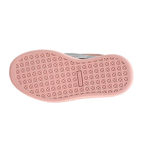 PUMA Unisex Basket Mid Strap Glitz Kids Sneaker, peach beige, 3 M US Little Kid