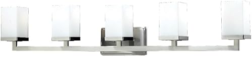 Miniatura 2 de Z-Lite Luz de tocador Tidal Five Light de 1900-5V, marco de metal, acabado de níquel cepillado y pantalla de ópalo mate de material de vidrio