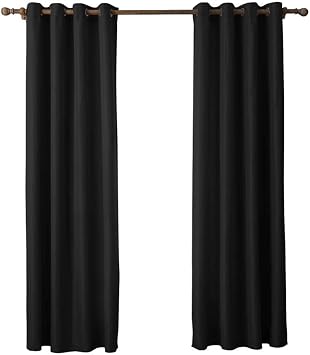 Curtain,Set of 2 Panels Semi Voile Curtains Solid Color Eyelet Top Sheer Windows Treatments for Bedroom Living Room Balcony/Black/52"*84"/132Cm*213Cm