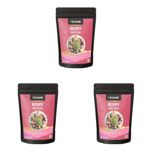 Image of TE-A-ME Berry Matcha Tea Powder 50g (1 x 50g) | Finest Japanese Style Blend | Naturally Berry Flavoured Drink Mix | For Tea, Lattes & Smoothies | No Artificial Sweeteners | 33 Servings | Pack of 3
