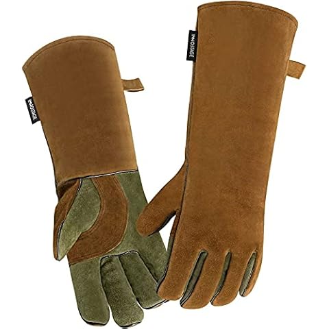 INNO STAGE Welding Gloves Heat Resistant 16 Inches Cowhide 662 ℉ Leather Forge Mig Welder Gloves for BBQ Mitts Fireplace Wood Stove Fire Pit Oven Grill Men Accessories Cover