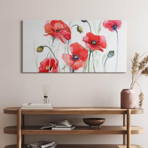 Tableau sur toile coquelicots rouges Wallfluent finition premium d'art