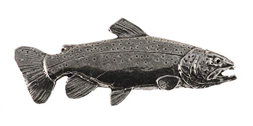 Brown Trout, Fish Pin, Pewter, F011, 2”, German Brown Trout, Brownie, Salmo trutta, Lapel Pin, Hat Pin, Pins, Brooch, Jewelry, Gift, 100% Handmade in the USA, Over 200 Fish Designs Available.