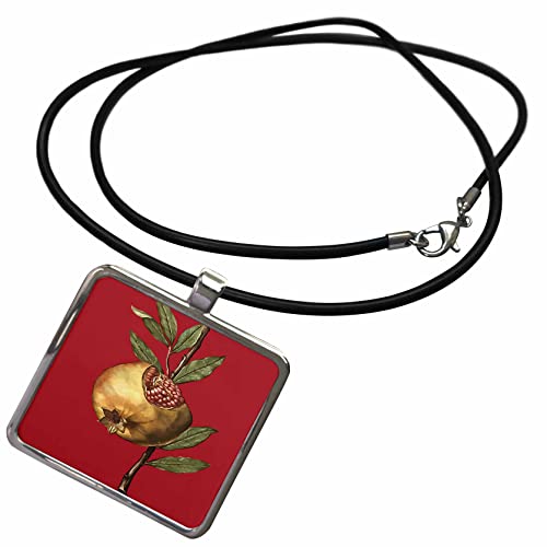 3dRose Mediterranean Pomegranate Fruit And Seeds Vector Art - Necklace With Pendant (ncl_355569)