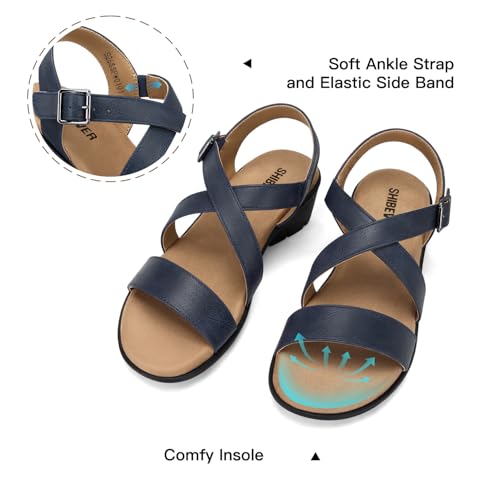 Image of SHIBEVER Wedge Sandals for Women Dressy: Comfortable Low Heel Sandals | Adjustable Casual Dress Shoes with Cushioned Insole and Non-Slip Sole, All-Day Walking