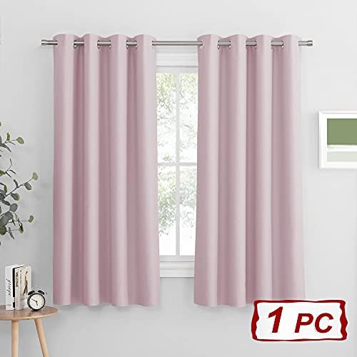 PONY DANCE Girls Bedroom Curtains Blackout - Eyelet Top Curtain Window Treatments for Home Decoration Thermal Bedroom Curtain Living Room Nursery Cupboard, 1 PC, 52-inch by 63-inch, Pink