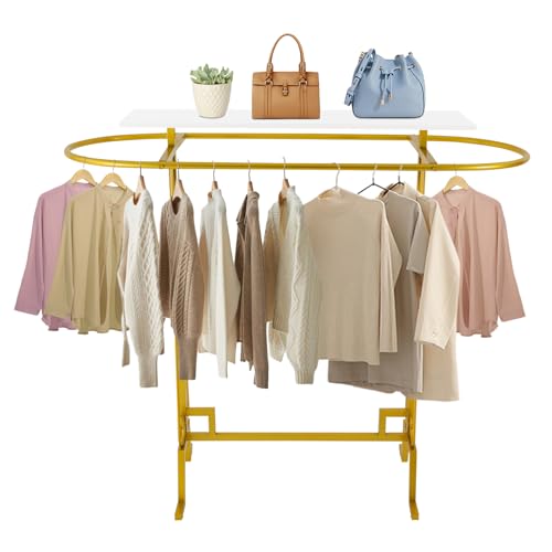 fvscgjmwp 59x55.1x19.6in Oval clothing display Rack - Gold