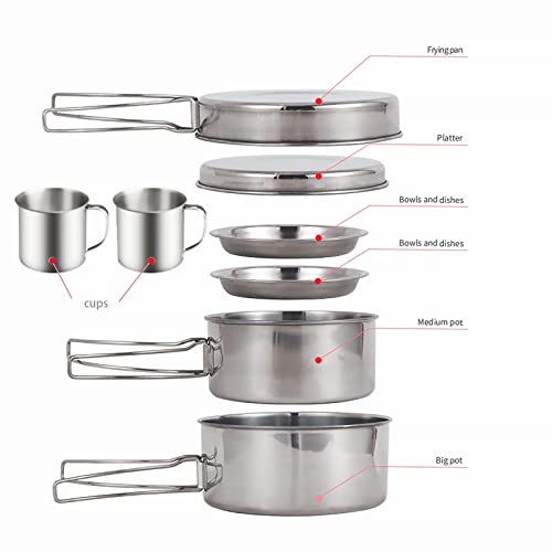 Camping Cookware Mess Kit for Camping 2 Person Aluminum Compact Camping Cooking Set Lightweight Backpacking Cook Set for… - Image 4