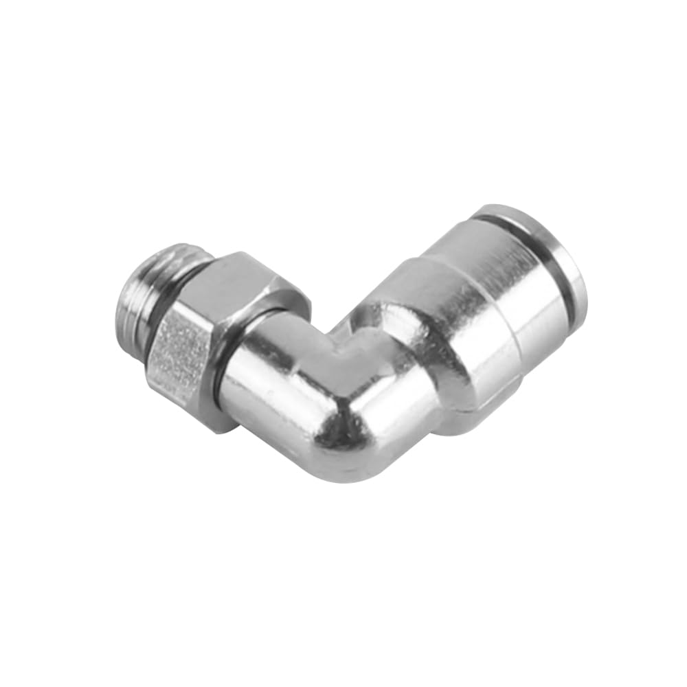 5 Pezzi Tubo 6 mm od x 1/8" Bsp Filettatura Maschio con O-Ring Gomito Ottone nichelato Push to Connect Raccordo Pneumatico Push Lock