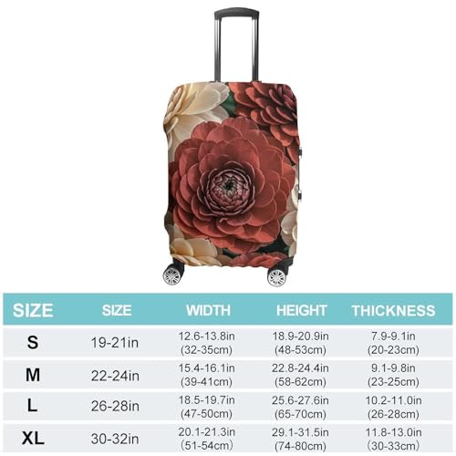 Red And Pale Flowers Printed Luggage Cover Protector, Fits 18-32 Inch Luggage2