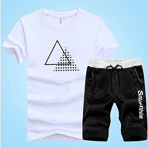 Xzbailisha BLHB11179-WHITE4-M Men'S Casual 2 Piece Outfits Camouflage Short Sleeve Crewneck Shirt& Shorts Jumpsuit Set thumb #1
